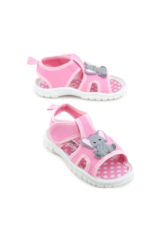 Gezer Kız Çocuk Bilekten Cırtlı Ayarlanabilir Pvc Rahat Esnek Taban Günlük Sandalet Pembe