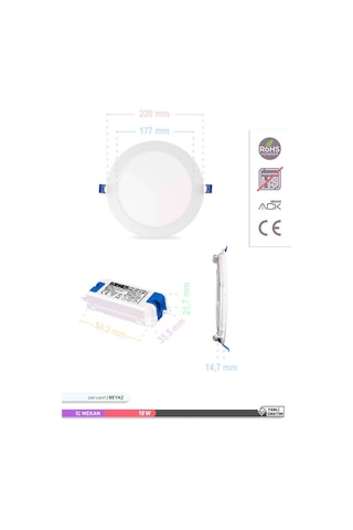 ACK Sıva Altı Yuvarlak LED Panel Armatür 6500K 18W AP01-01830 Beyaz