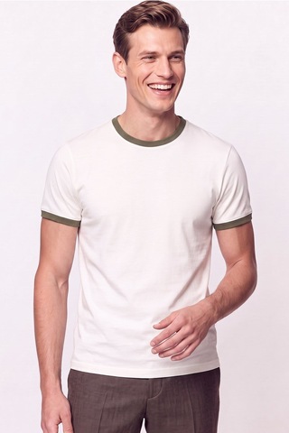 Efor Slim Fit Bisiklet Yaka Ekru - Haki Tişört Ts 932 Ekru-haki