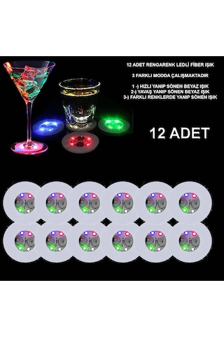 Renkli Led Işıklı Bardak Altlığı - Dekoratif Çok Renkli
