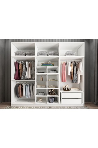 Pamela 12 Kapaklı Gardırop Dolap Beyaz 270 Cm - Montaj Dahil