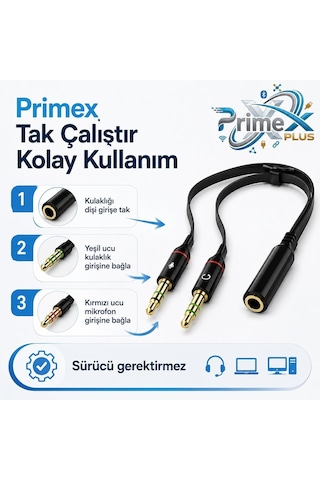 Lexroo Px-8005 Kulaklık Mikrofon Ayırıcı, 3.5 Mm Jak 1 Dişi 2 Erkek Y Splitter Standart