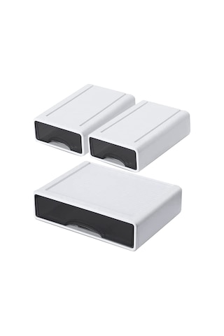 Anjiexun Masaüstü Saklama Kutusu Kırtasiye Çekmecesi Kozmetik Kutusu Çeşitli Raf Beyaz