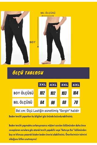 Marco Ferry Siyah Erkek Iki Ip Manşetli Paça Büyük Beden Eşofman Altı 5428B-S