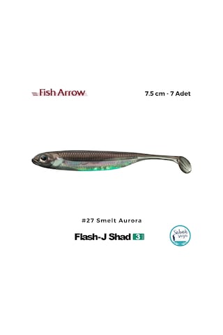 Fish Arrow Flash J Shad 7.5cm 3'' 27 Smelt Aurora Silikon Balık 7 Adet