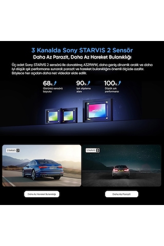 Viofo A329ww 3 Kanal 4k Tır Ve Kamyon Araç Kamerası Ön 4k + Çift 2k Hdr Su Geçirmez Arka Kamera, Sony Starvıs 2 Sensör