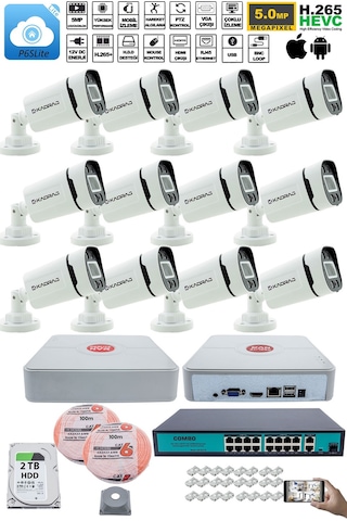 12 Kameralı Güvenlik Ip Kamera Seti - 4mp Dış Mekan Kdj-12s-4w-p-ıp-v0