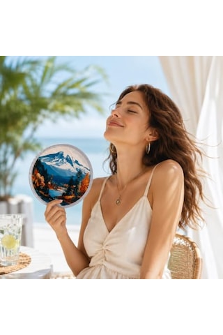Fenomen Katlanabilir Yelpaze Çantalı 20 Cm Taşınabilir El Yelpazesi, Yazlık Plaj Yelpazesi, Kore Yelpazesi, Kamp Piknik Seyahat İçin Hafif Ve Pratik El Yelpazesi, Japon Yelpaze Model 10