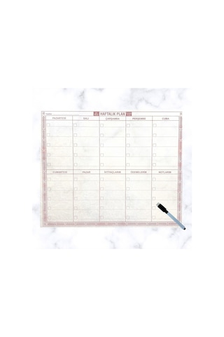 Büro Ev Ofis Toplantı Odası İçin 40x50cm Yapışır Kalemli Haftalık Planlı Şeffaf Duvar Stickeri Diğer