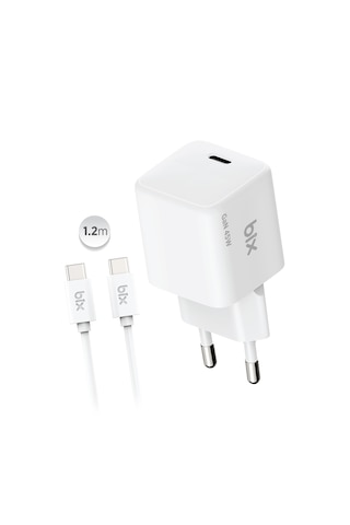 Bix Bx1p46g Gan 45w Type-c Pps/avs Destekli Hızlı Şarj Cihazı Ve 1.2 Metre 3a Type-c Kablo Beyaz