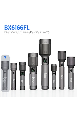 Bix Bx6166fl 3w Led 1500 Lümen, Şarjlı Uzun Menzilli El Feneri Gri
