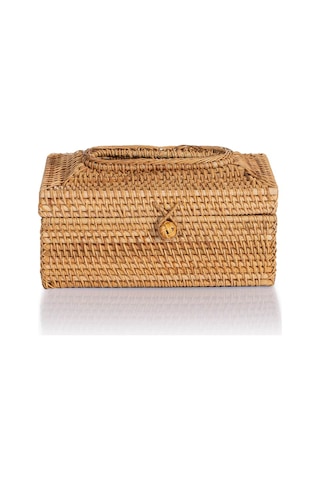 Meander Rattan El Yapımı Dikdörtgen Büyük Boy Peçetelik 23x12x11c Naturel