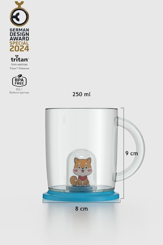 Renga Joy Kedi Figürlü 250 Ml Kulplu Tritan Bardak 222053 Mavi Mavi