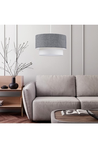 Pastel Gri Ton Kumaş Sarkıt Avize Salon Yatak Odası Antre Gri