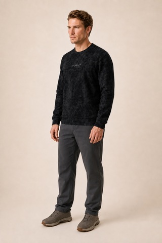 Redline Continu Erkek Kışlık Regular Fit Kışlık Bisiklet Yaka Sweatshirt Siyah
