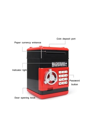 Tongxida Şifreli Kasa Çocuk Tasarruf Makinesi, Kırmızı-siyah Renk