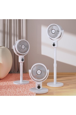 Lenyes Lhf10 Dijital Led Göstergeli 5 Kademeli Uzaktan Kumandalı Uzayabilen Gövdeli 10 İnç Fan Beyaz