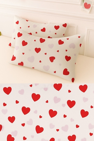 Lionas Desenli Pamuklu Kalpli Desen Yastık Kılıfı 2 Adet 50 X 70 Cm Pembe