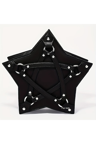 Siyah Yıldız Şekilli Omuz Çantası, Siyah
