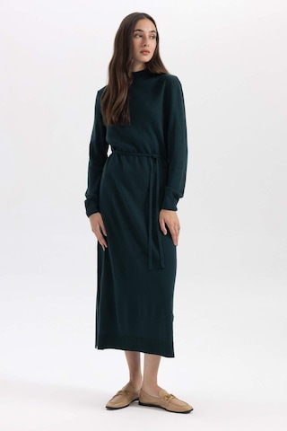 Defacto Regular Fit Yarım Balıkçı Yaka Basic Düz Yırtmaçlı Uzun Kollu Maxi Triko Elbise A9807AX23WNGN427 Yeşil