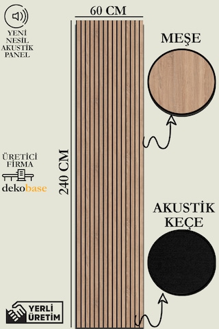 60x240 Cm Meşe Renk Akustik Ahşap Duvar Paneli