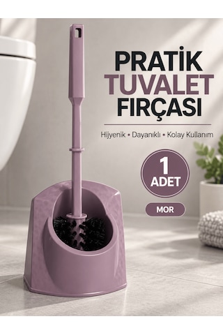 Beylini Tuvalet Klozet Fırçası Seti Wc Banyo Temizlik Fırçası Ve Kabı Mor