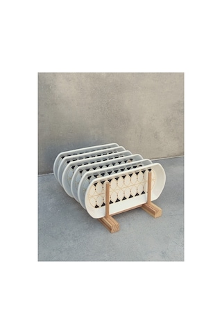 6lı Set Seramik Küçük Boy Oval Kayık Tabak Seti - 9x20cm Beyaz