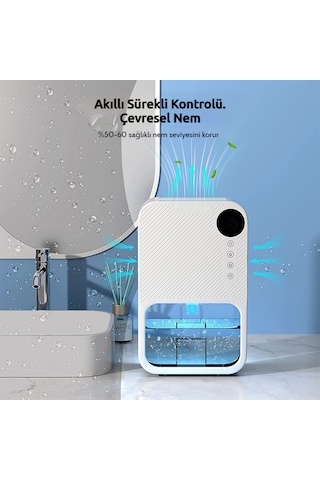 Mini Nem Alma Cihazı - Günde 300ml, 1.1l Hazneli, Led Işıklı - Tüm Odalar İçin - Beyaz