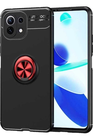 Xiaomi Mi 11 Lite Kılıf Zore Ravel Silikon Kapak Siyah-Kırmızı