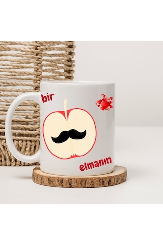 Bir Elmanın İki Yarısı Tasarımlı Kupa Bardak Saydam