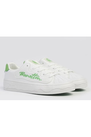 United Colors Of Benetton Benetton 10102 Yüksek Taban Günlük Kadın Sneaker Ayakkabı Beyaz Yeşil Beyaz - Yeşil