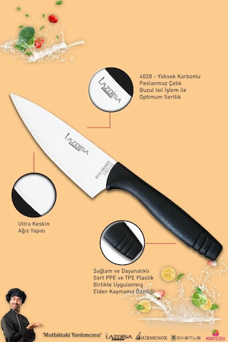 Eco Serisi Mutfak Bıçak Seti Et Ekmek Sebze Salata Pizza Bıçağı Siyah