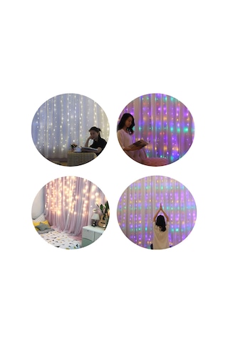 Symbee Usb Şarjlı Kumanda Kontrollü 8 Modlu 100 Led Perde Işığı - 3x1m İç/ Dış Mekan Dekorasyon Işığı Parlaklık Ayarlanabilir Diğer