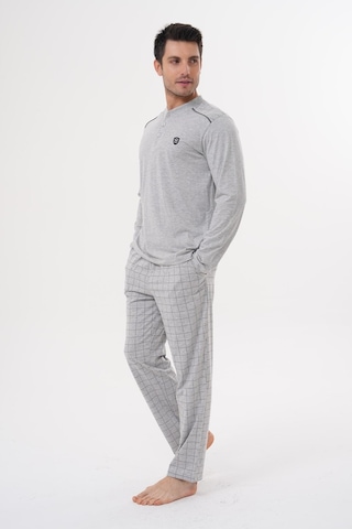 Mecit 2982 Gri Büyük Beden Uzun Kollu Erkek Pijama Takımı Gri