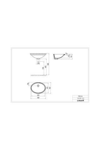 Creavit Tp216 Tezgah Altı Oval Lavabo 37 x 51 CM Beyaz