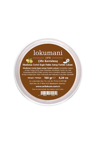 Hindistan Cevizi Kaplı Çifte Kavrulmuş Duble Antep Fıstıklı Lokum 150 Gr