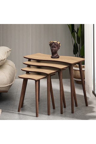 Vovvahome Salsa 4lü Dörtlü Mdf Ahşap Zigon Sehpa - Meşe