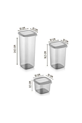Kitchen Life 18'li Etiketli Square Kare Erzak Saklama Kabı Seti x6(550ml-1200ml-1750ml) Sert Kapaklı Kavanoz