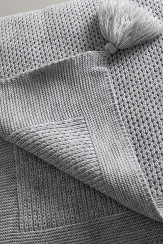 Miel Gri Kenarı Ponponlu Çift Kişilik Battaniye 200x220 37105 Gri