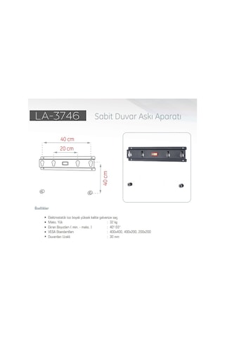 Ultımate La 3746 Tv 32'' 55'' Sabit Su Terazili Askı Aparatı