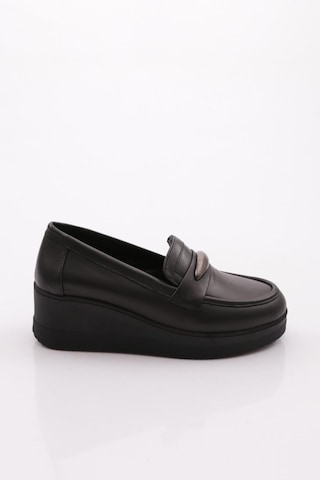 Dgn 618 Kadın Loafer Ayakkabı Siyah Napa