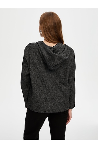 Faik Sönmez Fermuar Detaylı Kapüşon Waffle Örme Sweatshirt W26swt005 Uw26swt005154 Antrasit Melanj