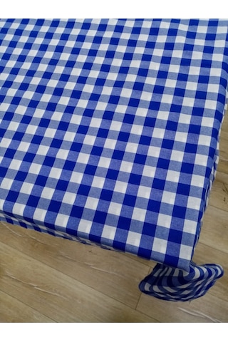 Hayat Home Mavi Kareli Zefir Kumaş Masa Örtüsü Sofra Örtüsü