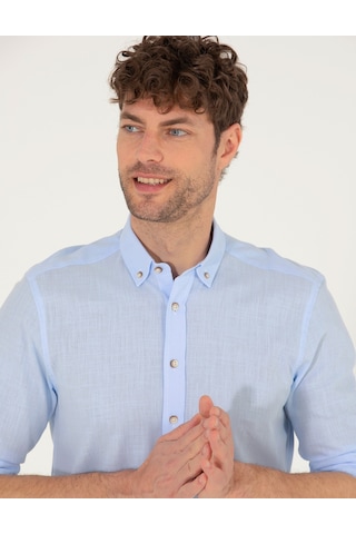 Pierre Cardin Erkek Açık Mavi Desenli Gömlek 50268183-vr003 Açık Mavi