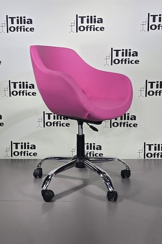 Monaco Çalışma Kesim Koltuğu Yonca Tekerlekli Krom Ayak Pembe