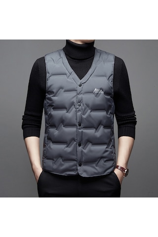 Erkekler İçin Sonbahar Ve Kışlık Aşağı Yelek Gri