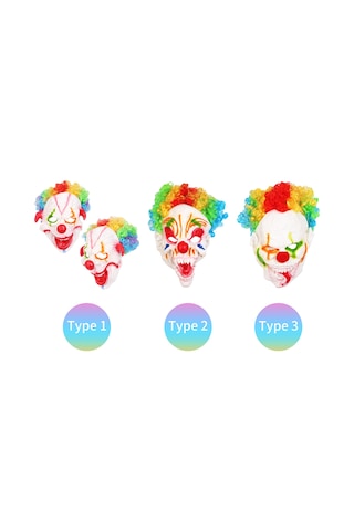 Shineyee Korkunç Renkli Paryalar İçin Vinil Kafatası Ve Sentetik Fiber Peruklu Halloween Clown Maskesi