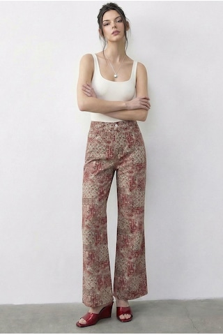 Shade Kadın Vintage Desen Yüksek Bel Denim Pantolon Dp251033 60286008 - Pudra
