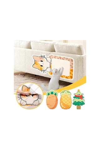 Duvara Yapışan Desenli Kedi Tırmalama Tahtası Çizilmeye Dayanıklı Tırmalama Pedi Ananas