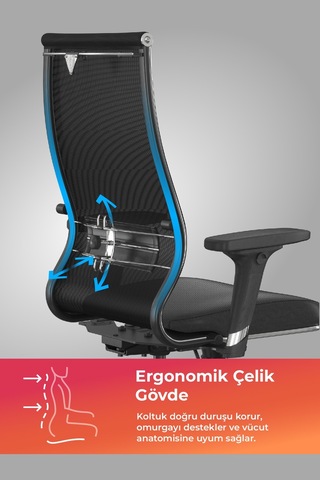 Metta Ergolife Synergolife Synchrosit 10 Ergonomik Ofis Sandalyesi Ayarlanabilir Kolçaklı, Fileli, Öğrenci Sandalyesi -211.d.1.3e3 Siyah
